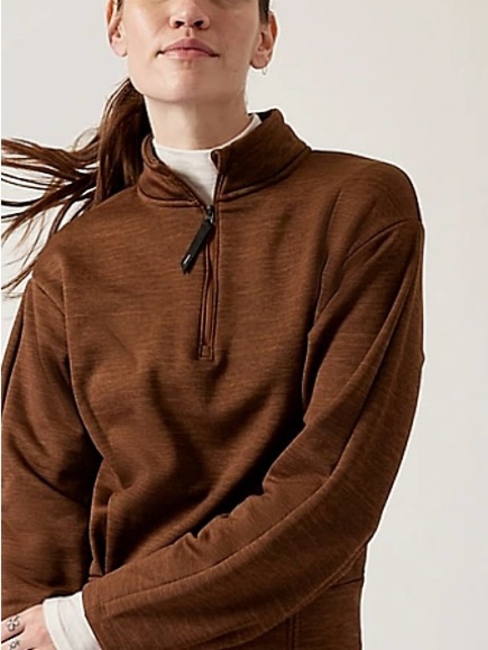 Athleta brown Half-Zip Pullover, clean athletic look